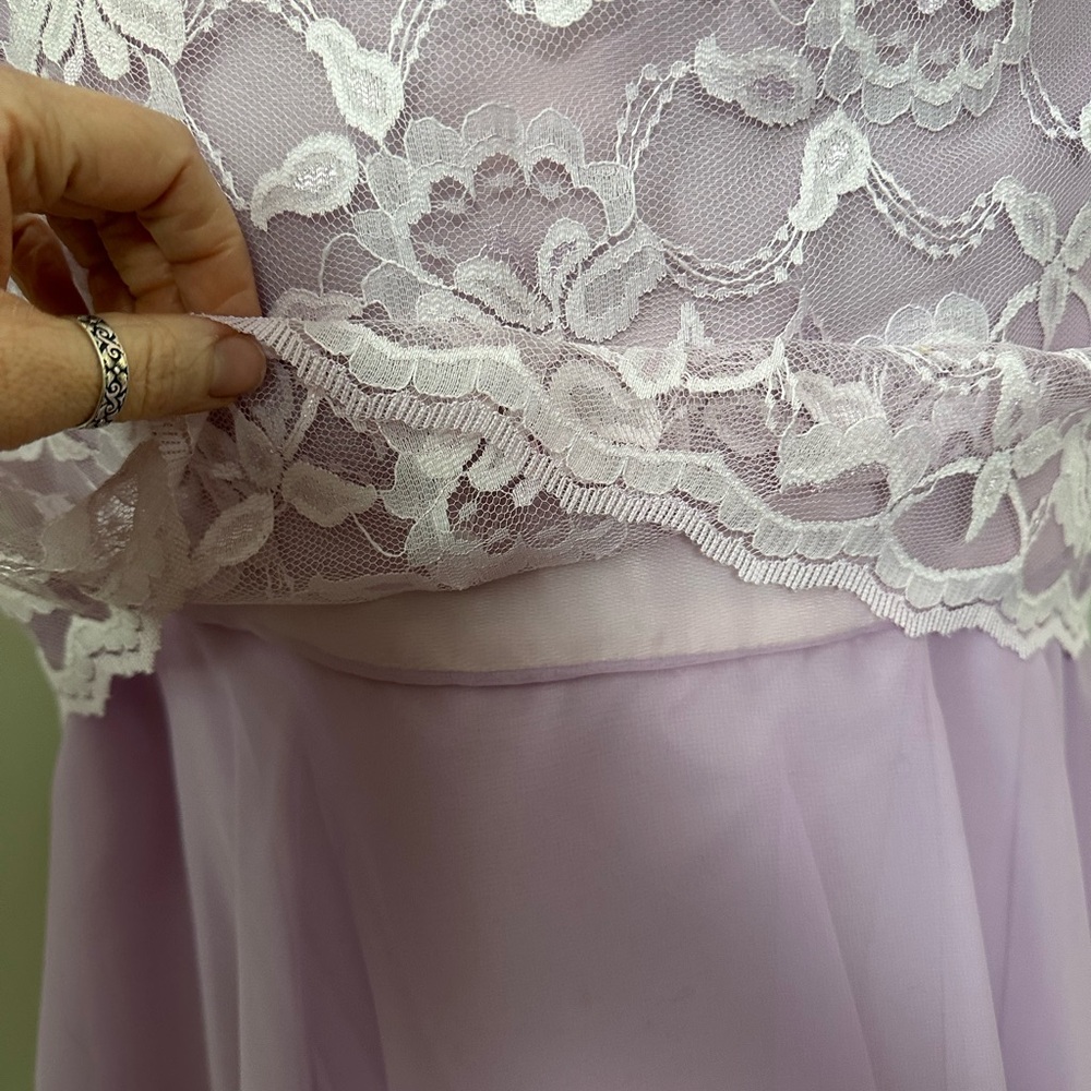 Vintage 70s or 80s Bridal Originals lilac floral lace bridesmaids dress size 10 - Picture 12 of 15